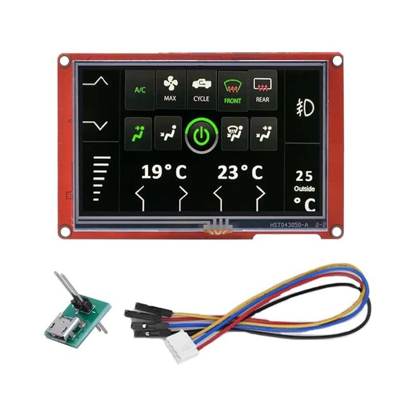 Ferwooh شاشة نكستيون الذكية 4.3 بوصة شاشة تعمل باللمس المقاومة 480x272 وحدة عرض LCD-TFT HMI NX4827P043-011R تدعم الصوت والفيديو - Image 1